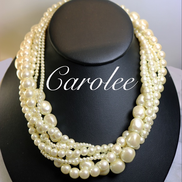 Carolee Elegant Six Strand Simulated Pearl Necklace with Gorgeous Clasp - Picture 1 of 15